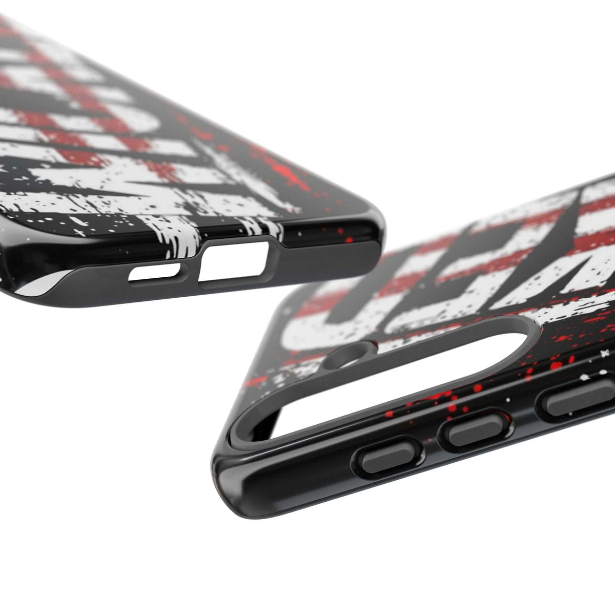 Distressed American flag phone case with "VETERAN" graphic by Printify, showcasing rugged patriotic design and protection.