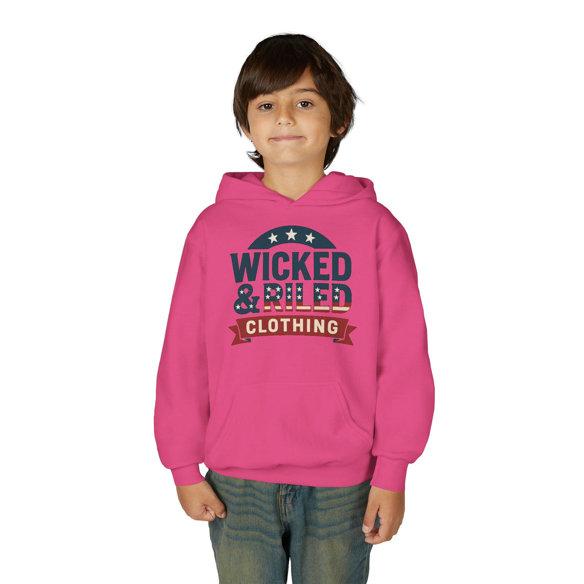 Wicked & Riled Youth Hoodie Patriotic Vintage Logo Sweatshirt - Wicked & Riled Clothing