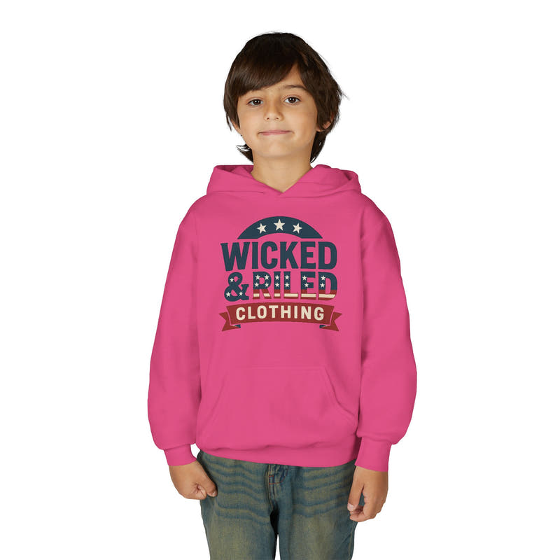 Wicked & Riled Youth Hoodie Patriotic Vintage Logo Sweatshirt - Wicked & Riled Clothing
