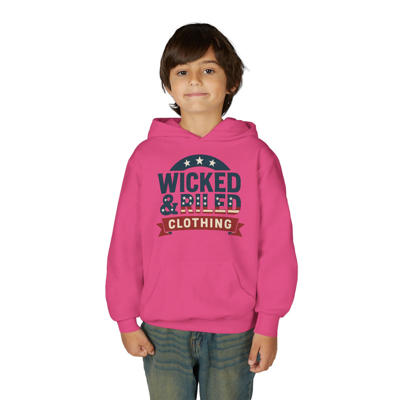 Wicked & Riled Youth Hoodie Patriotic Vintage Logo Sweatshirt - Wicked & Riled Clothing
