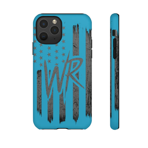 Patriotic blue 'WR' flag tough phone case by Printify with durable design and vibrant colors.