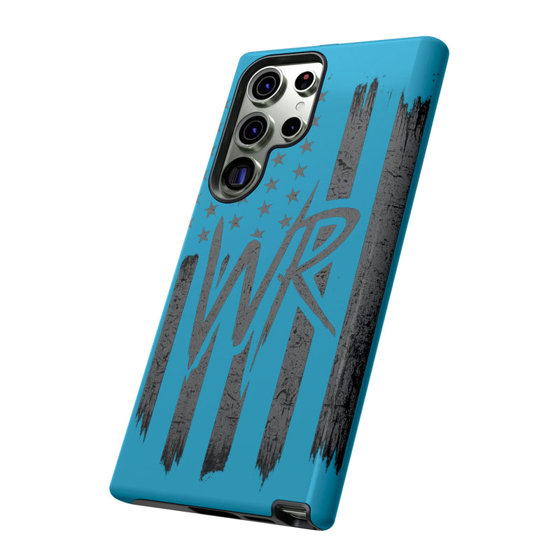 Patriotic blue 'WR' flag tough phone case by Printify, showcasing a durable design with vibrant flag graphics.