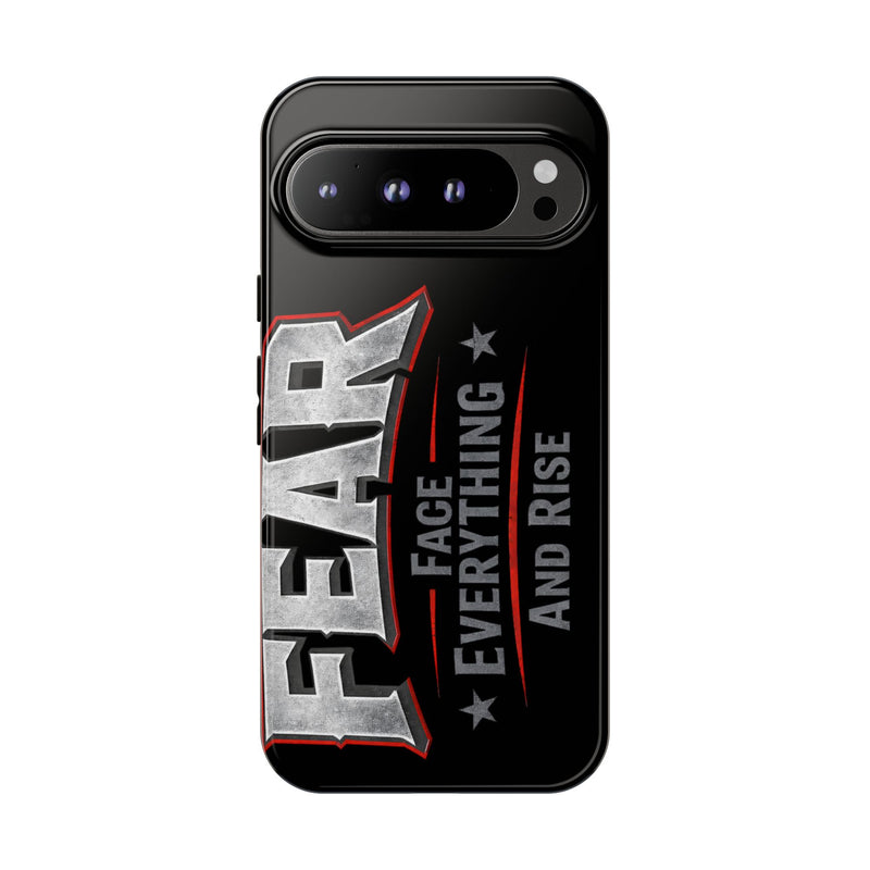Fear Face Everything and Rise phone case by Printify, featuring a bold design ideal for protecting smartphones.