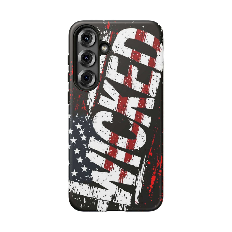 Distressed American flag phone case with "VETERAN" graphic by Printify, showcasing rugged patriotic design for protection.