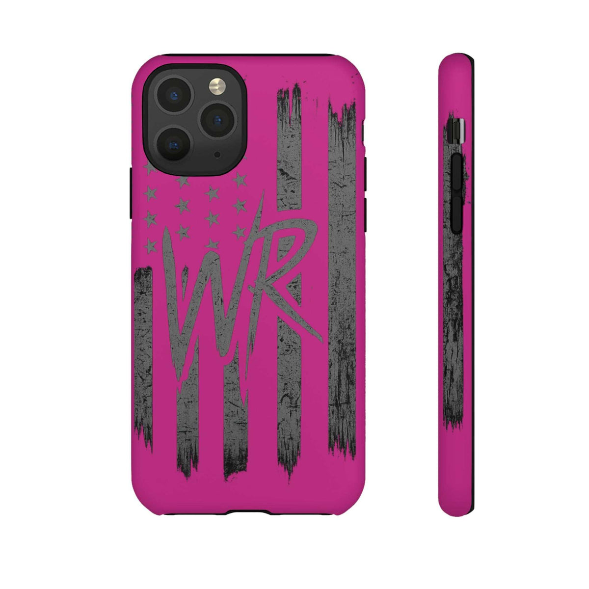 Pink 'WR' Flag Tough Phone Case by Printify with durable design and vibrant flag graphic.