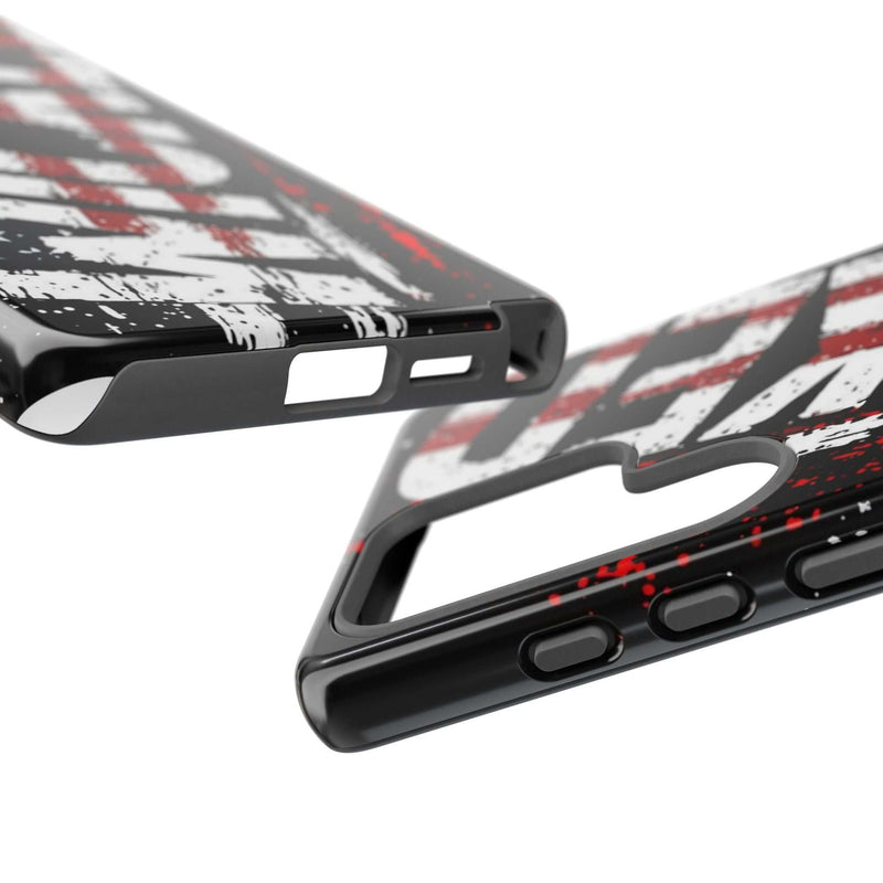 Distressed American flag phone case with "VETERAN" graphic by Printify, showcasing rugged patriotic design.