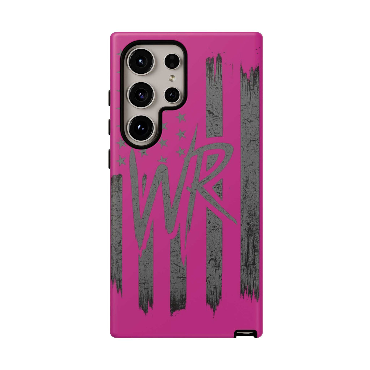 Pink 'WR' Flag Tough Phone Case by Printify, showcasing a vibrant design and durable protection for smartphones.