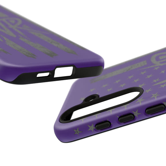 Purple 'WR' flag tough phone case by Printify, featuring a durable design and vibrant colors for added protection.