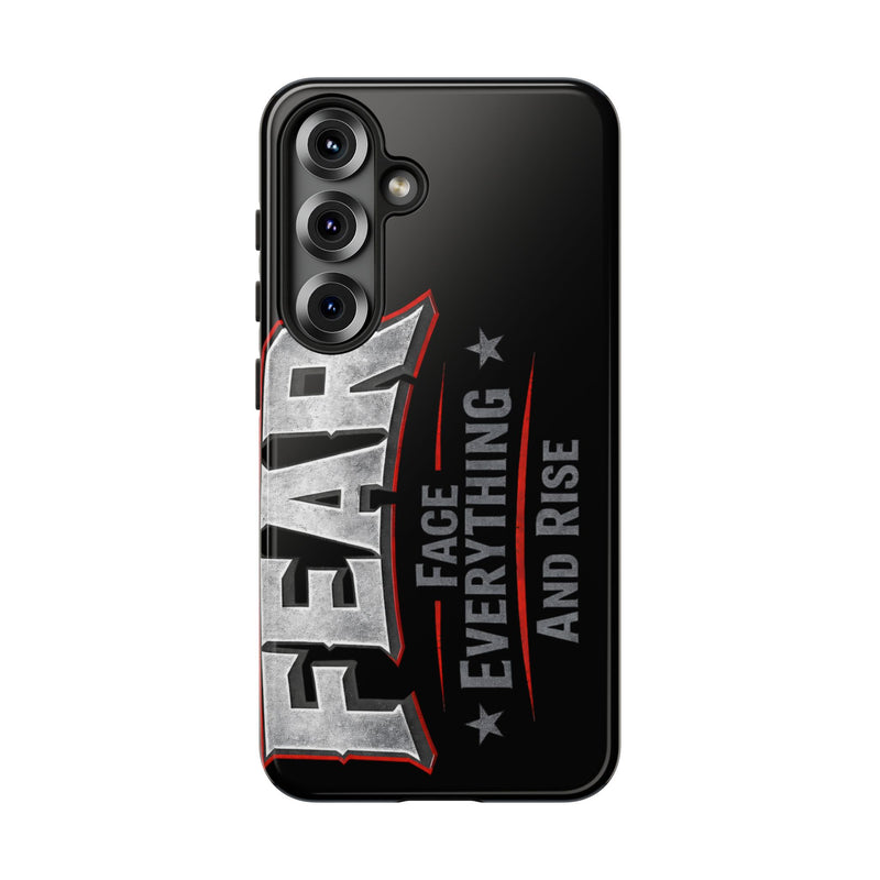 Fear face everything and rise phone case by Printify, featuring a bold design and snug fit for protection.
