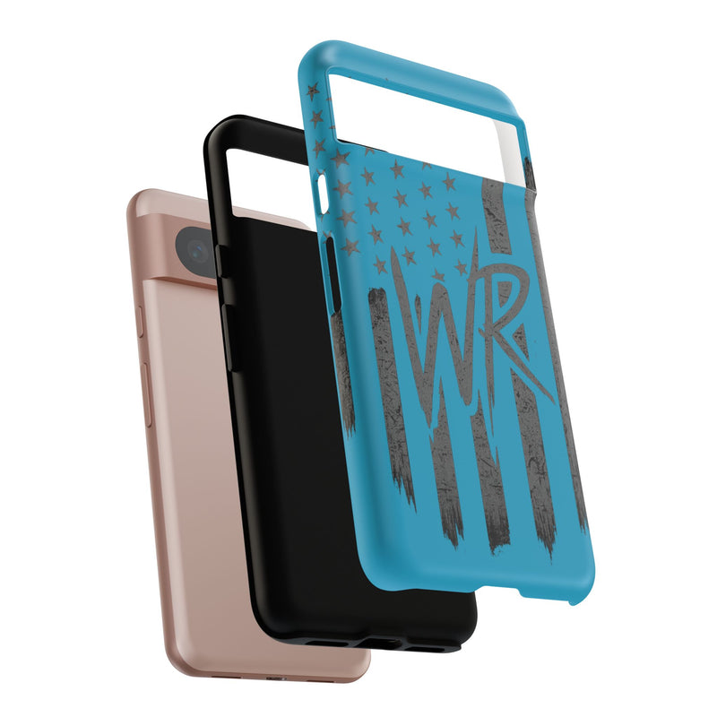 Patriotic blue 'WR' flag tough phone case by Printify featuring a durable design and vibrant colors.