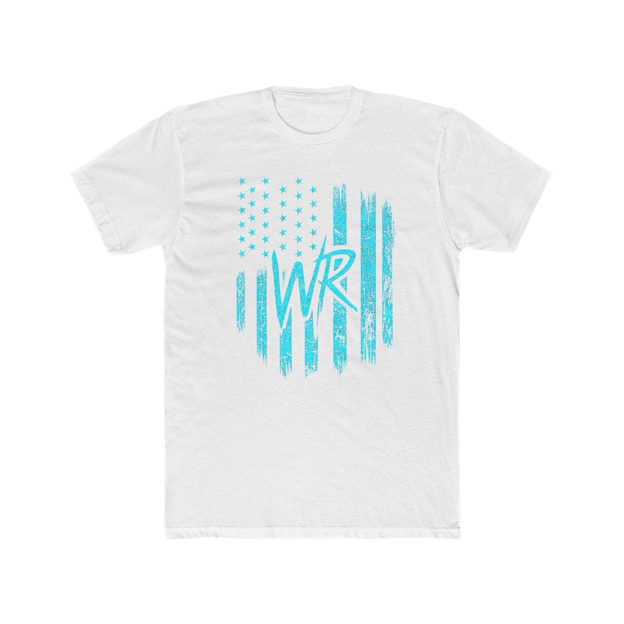 Distressed Turquoise Flag Tee with 'WR' Monogram - Wicked & Riled Clothing