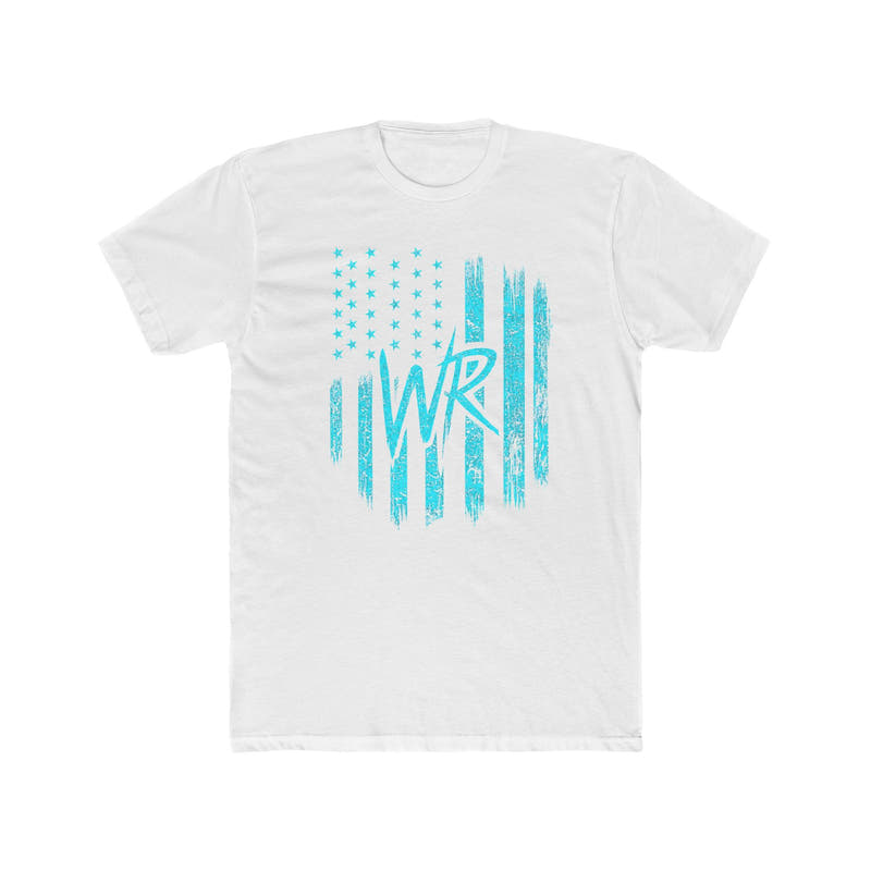 Distressed Turquoise Flag Tee with 'WR' Monogram - Wicked & Riled Clothing