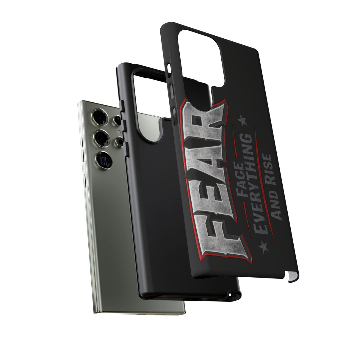 Fear Face Everything and Rise Phone Case by Printify with a bold design and durable protection for smartphones.