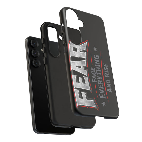 Fear Face Everything and Rise phone case by Printify, featuring a bold design with motivational text on a sleek background.