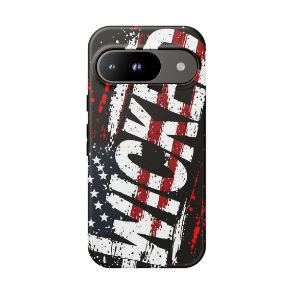 Distressed American flag phone case featuring "VETERAN" graphic by Printify, showcasing rugged patriotic design.