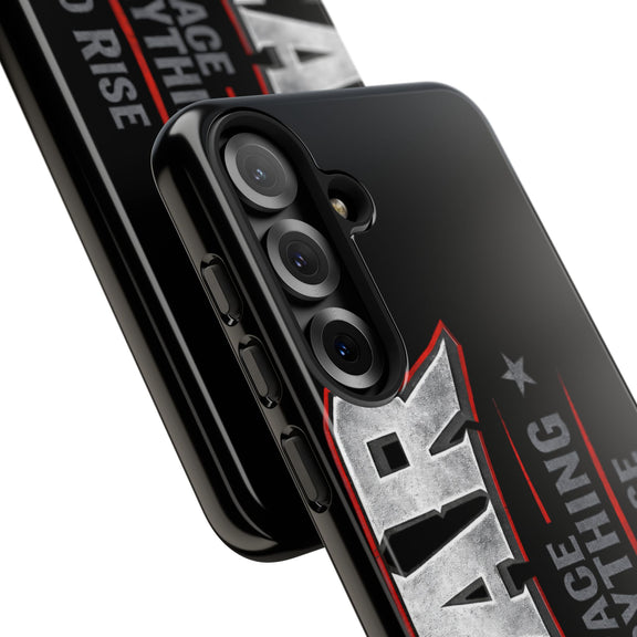 Fear Face Everything and Rise phone case by Printify, showcasing a motivational design with vibrant colors and protective features.
