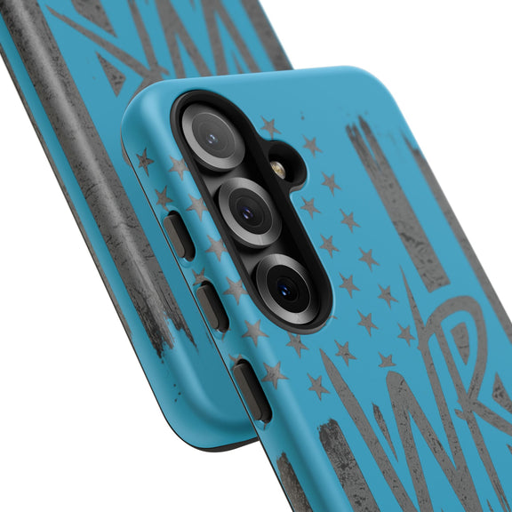 Patriotic blue 'WR' flag tough phone case by Printify with durable design and vibrant colors.