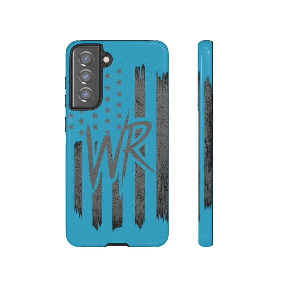 Patriotic blue 'WR' flag tough phone case by Printify, featuring a durable design with vibrant flag graphics.