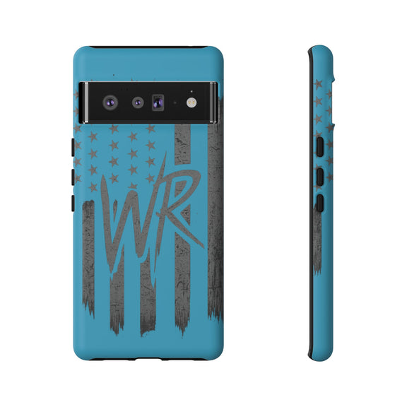 Patriotic blue 'WR' flag tough phone case by Printify, featuring a durable design with vibrant colors and a snug fit.