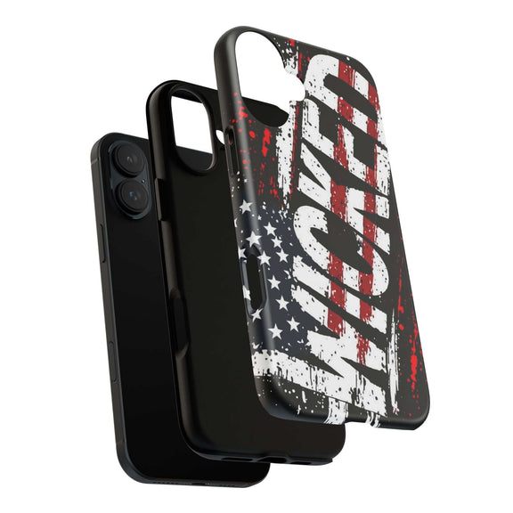 Distressed American flag phone case with "VETERAN" graphic, showcasing rugged patriotic protection by Printify.