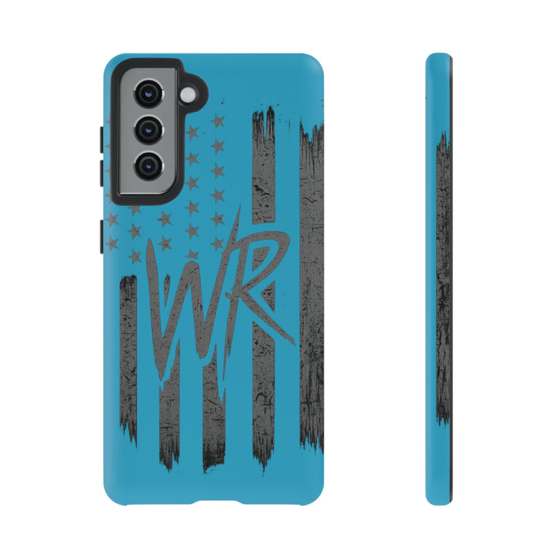 Patriotic blue 'WR' flag tough phone case by Printify, showcasing a durable design with vibrant flag graphics.