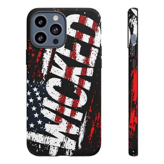 Distressed American flag phone case with "VETERAN" graphic by Printify, showcasing rugged patriotic design and protection.