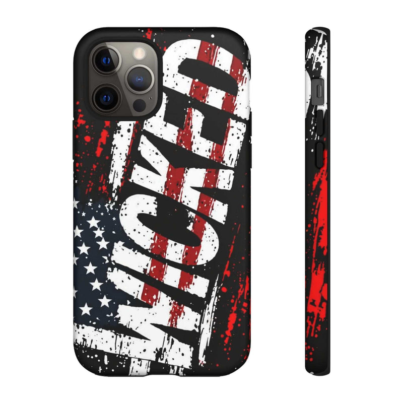 Distressed American flag phone case with "VETERAN" graphic by Printify, showcasing rugged patriotic protection design.