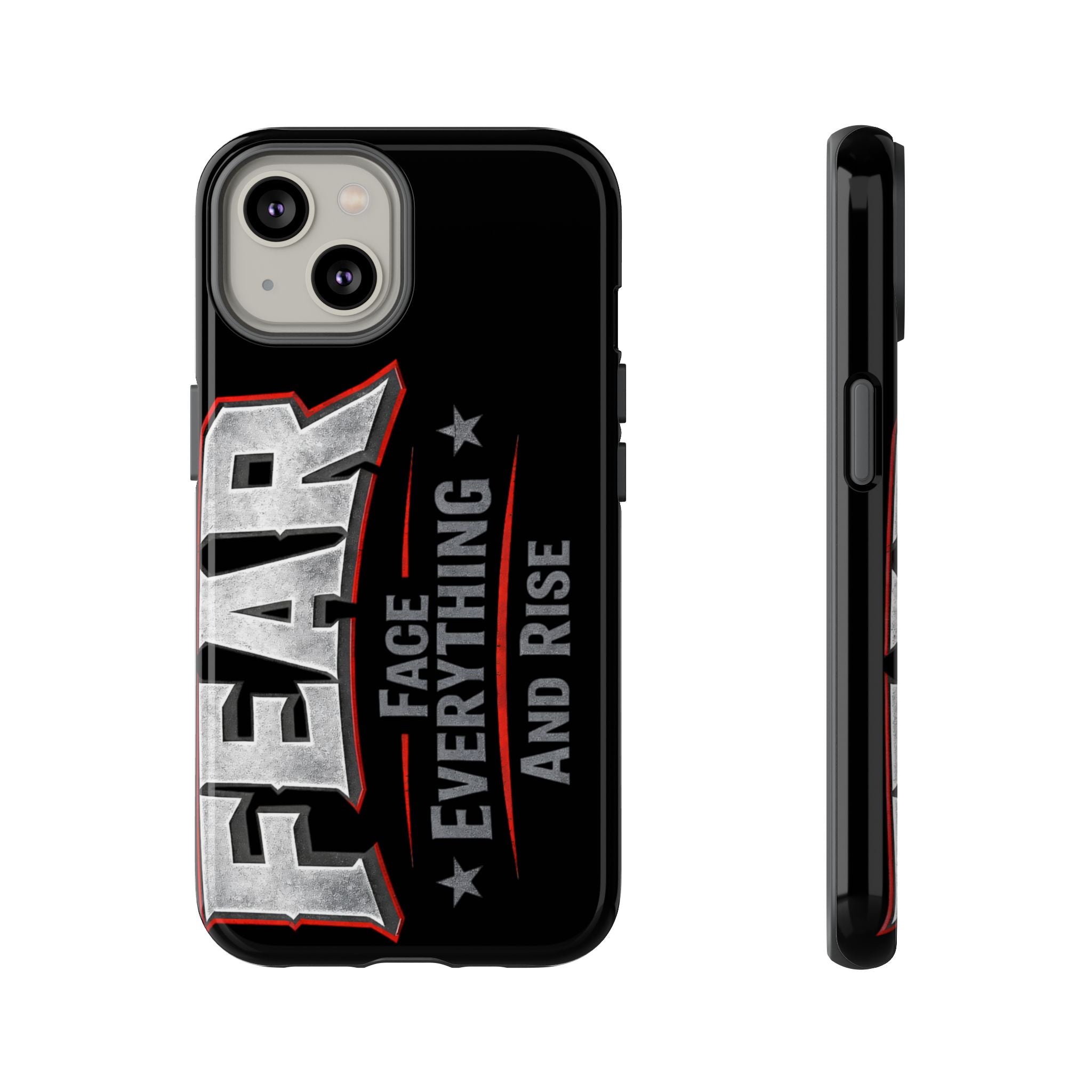 Fear phone case by Printify featuring a motivational quote design on a sleek, protective phone cover.