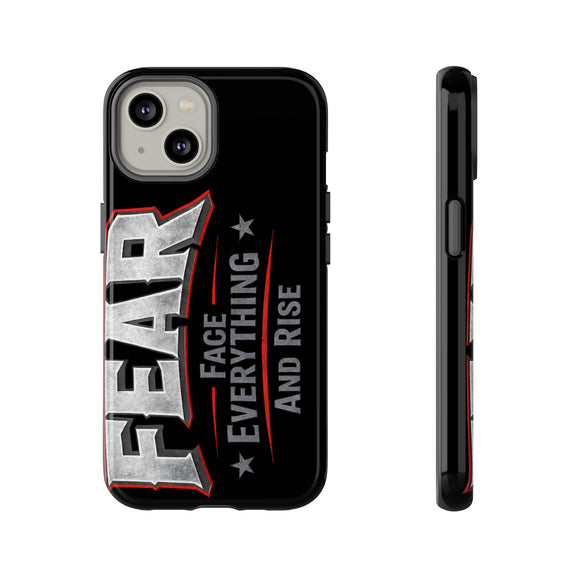 Fear phone case by Printify featuring a motivational quote design on a sleek, protective phone cover.