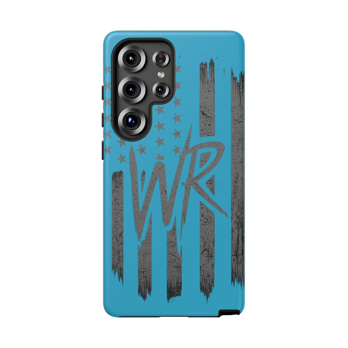 Patriotic blue 'WR' flag tough phone case by Printify, showcasing a durable design with vibrant colors and flag details.
