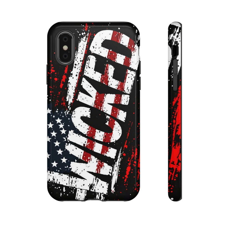 Distressed American flag phone case with "VETERAN" graphic, showcasing rugged patriotic design by Printify.