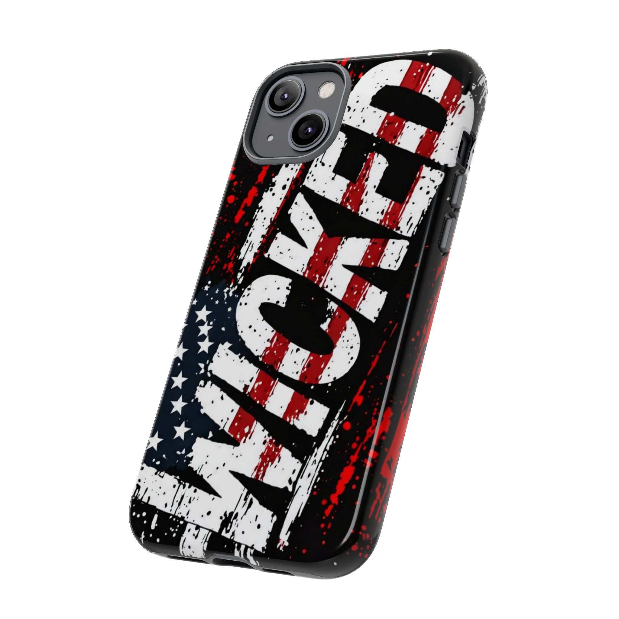 Distressed American flag phone case with "VETERAN" graphic, showcasing rugged patriotic design by Printify.