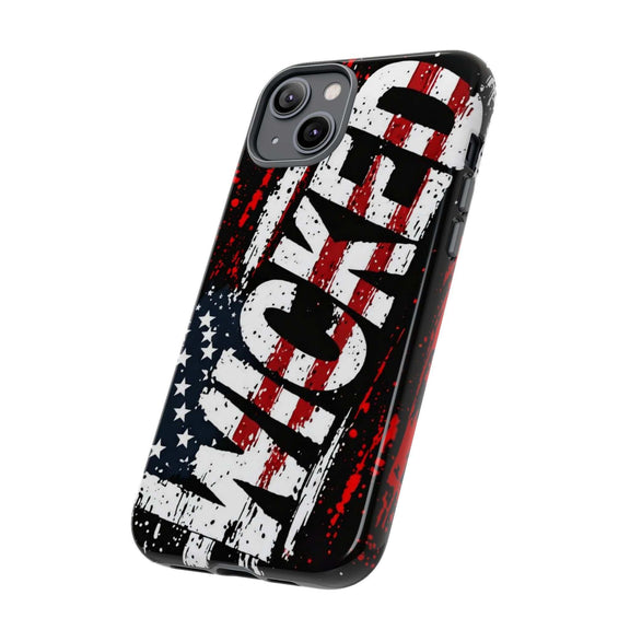 Distressed American flag phone case with "VETERAN" graphic, showcasing rugged patriotic design by Printify.