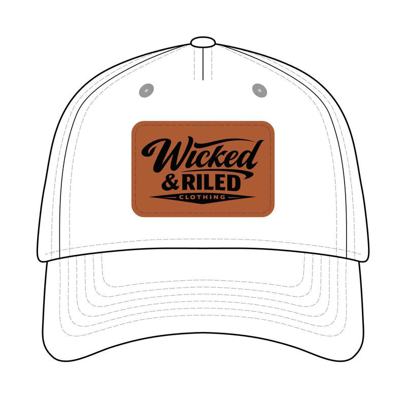 Distressed leather patch baseball cap featuring an American flag logo by Printify.