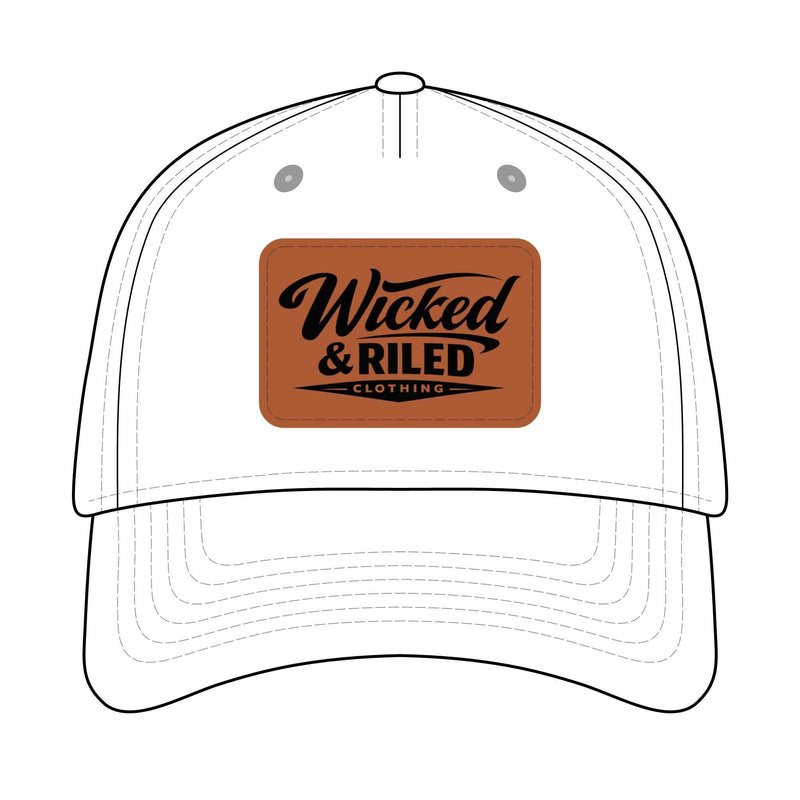 Distressed leather patch baseball cap featuring an American flag logo by Printify.