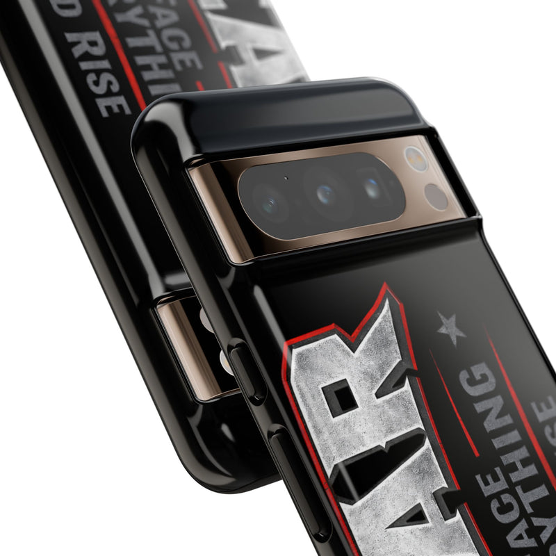 Fear Phone Case by Printify featuring a bold design with the phrase "Face Everything and Rise" on a sleek background.