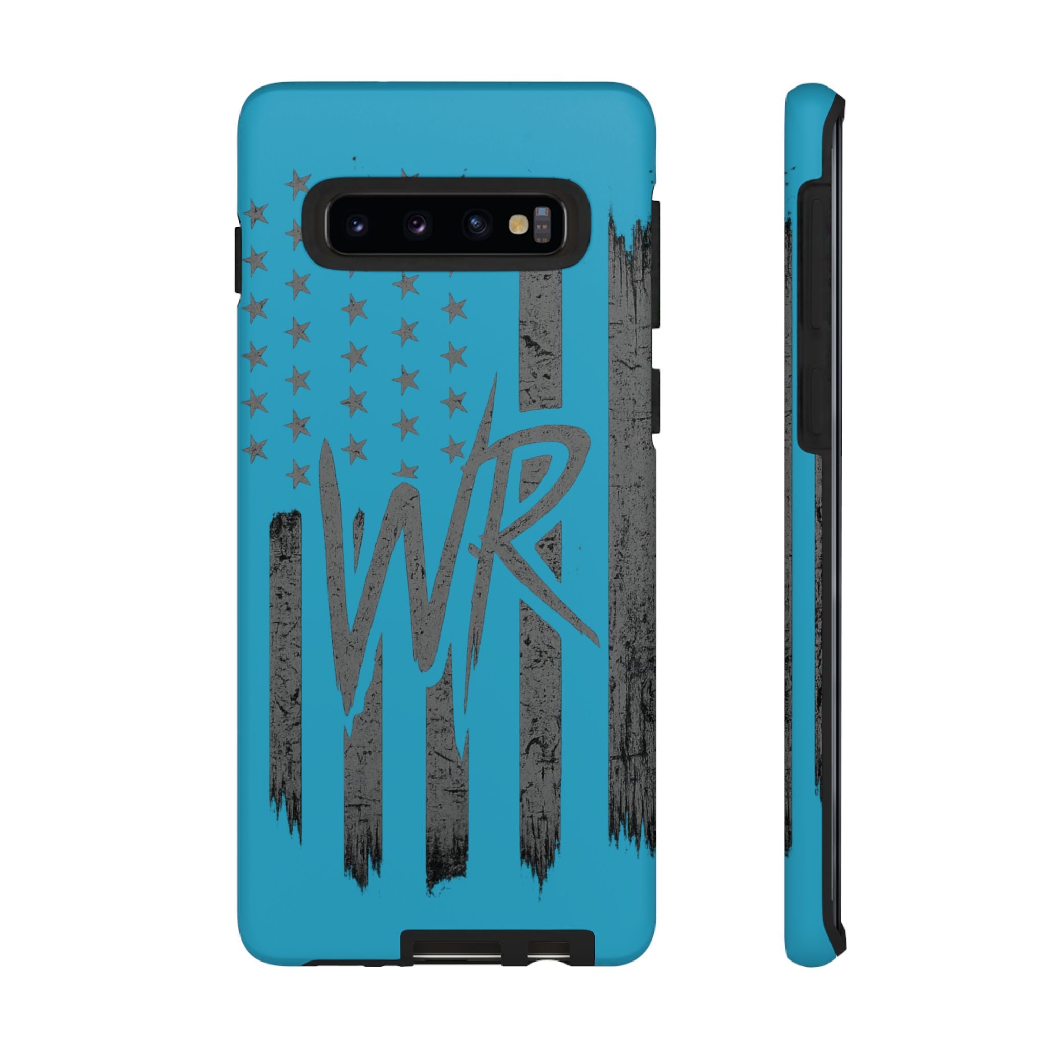 Patriotic blue 'WR' flag tough phone case by Printify, showcasing a durable design with vibrant flag graphics.