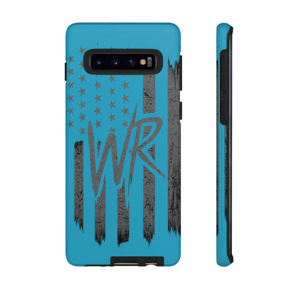 Patriotic blue 'WR' flag tough phone case by Printify, showcasing a durable design with vibrant flag graphics.
