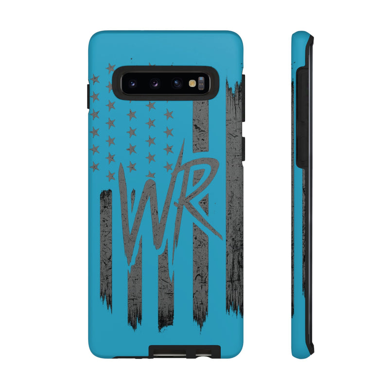 Patriotic blue 'WR' flag tough phone case by Printify, showcasing a durable design with vibrant flag graphics.