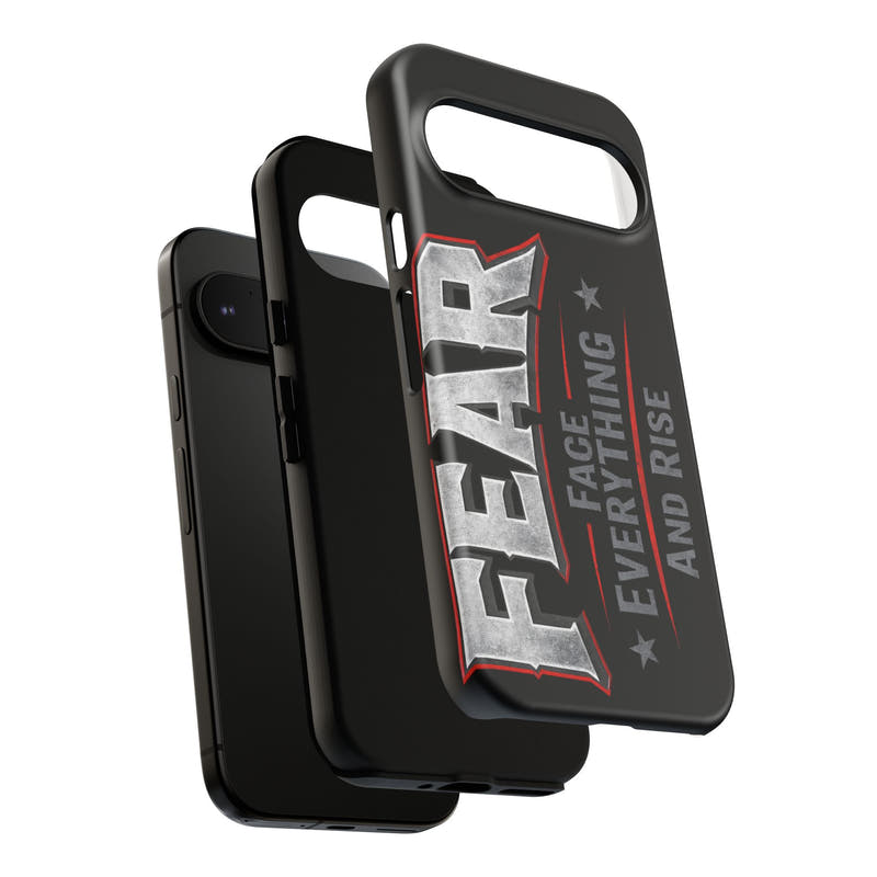Fear Face Everything and Rise phone case by Printify, featuring a bold design and durable protection for smartphones.