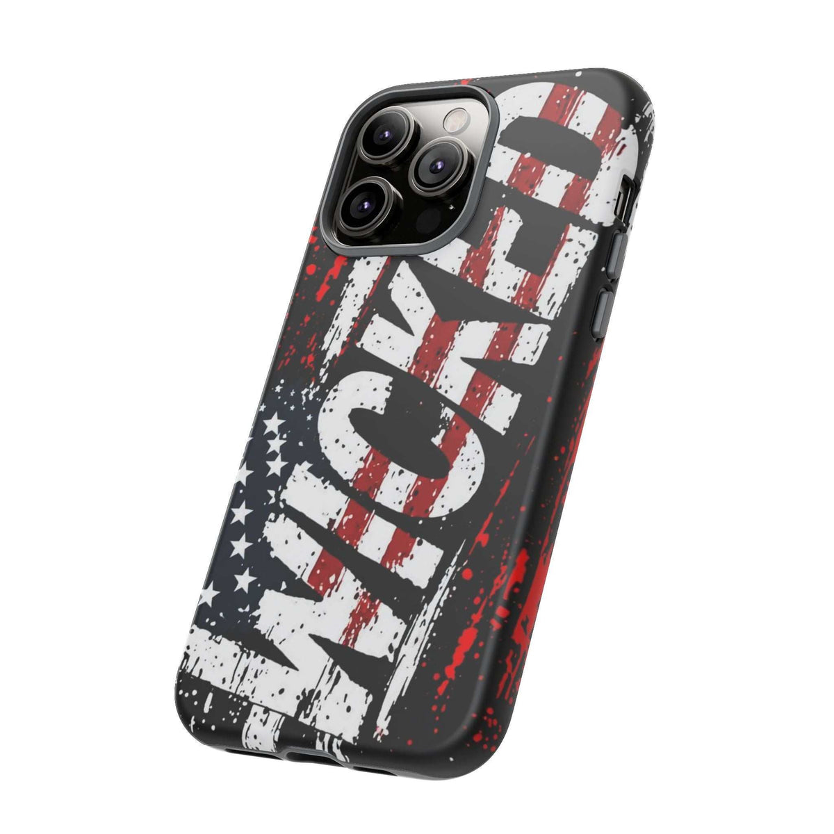 Distressed American Flag phone case with "VETERAN" graphic by Printify, showcasing rugged patriotic design and protection.