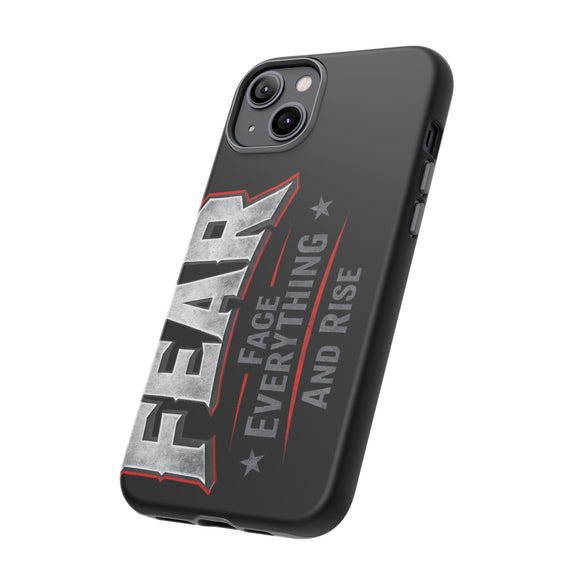 Fear Face Everything and Rise Phone Case by Printify featuring a bold design and durable protection for smartphones.