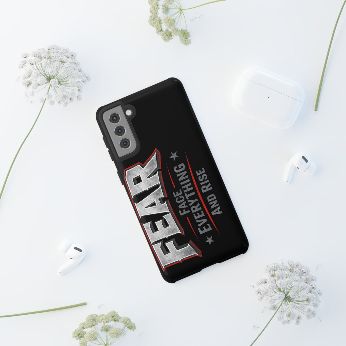 Fear — Face Everything and Rise phone case by Printify featuring a bold design and durable protection for smartphones.