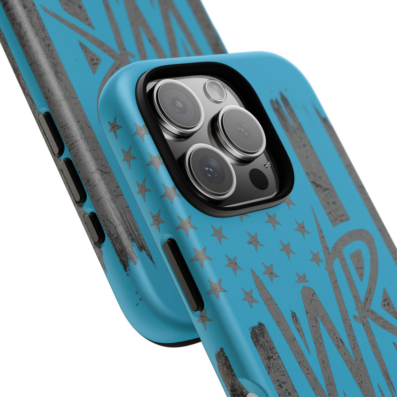 Patriotic blue 'WR' flag tough phone case by Printify, showcasing a durable design and vibrant flag pattern.