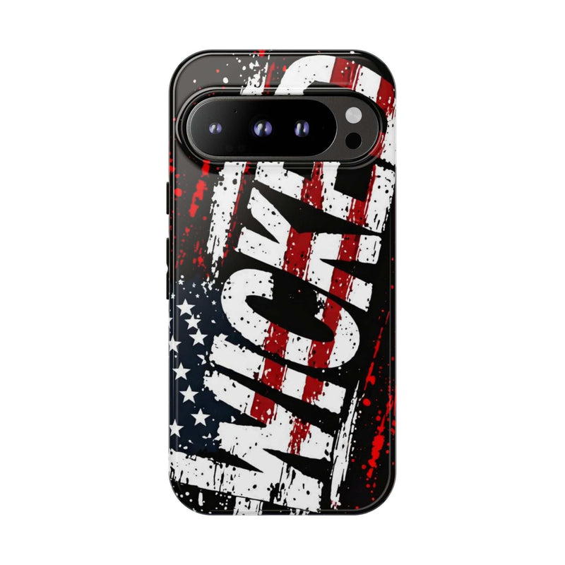 Distressed American Flag phone case with "VETERAN" graphic, featuring rugged design for patriotic protection.