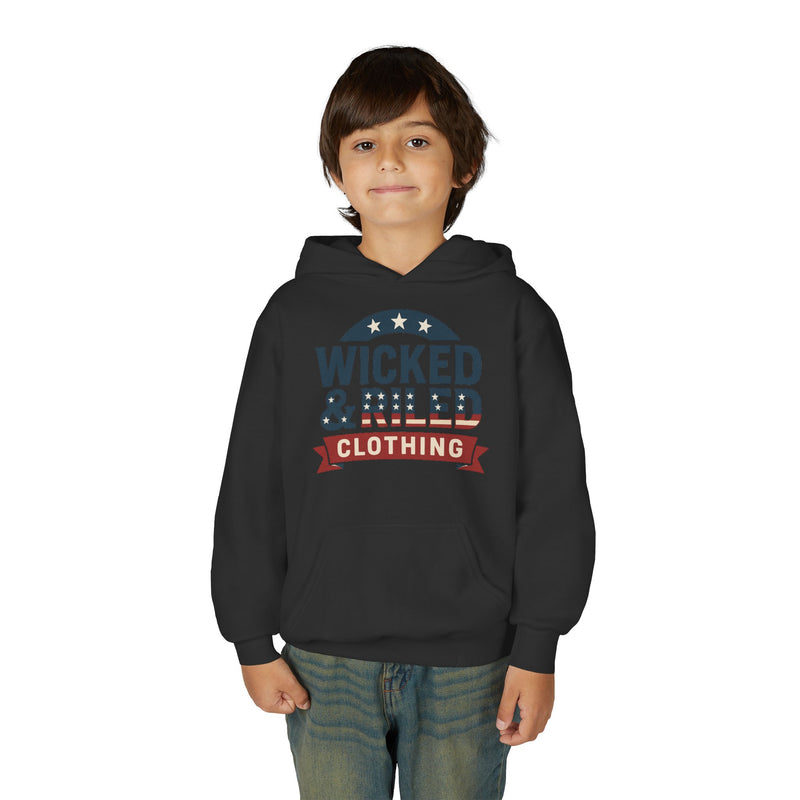 Wicked & Riled Youth Hoodie Patriotic Vintage Logo Sweatshirt - Wicked & Riled Clothing