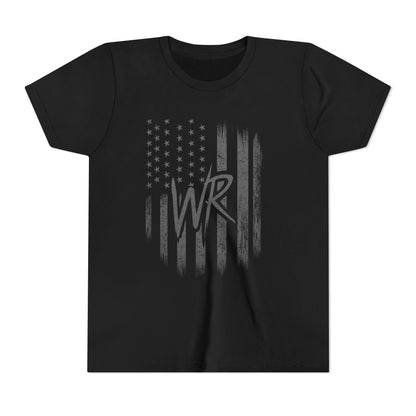 Youth Tee  Distressed American Flag with WR Monogram - Wicked & Riled Clothing