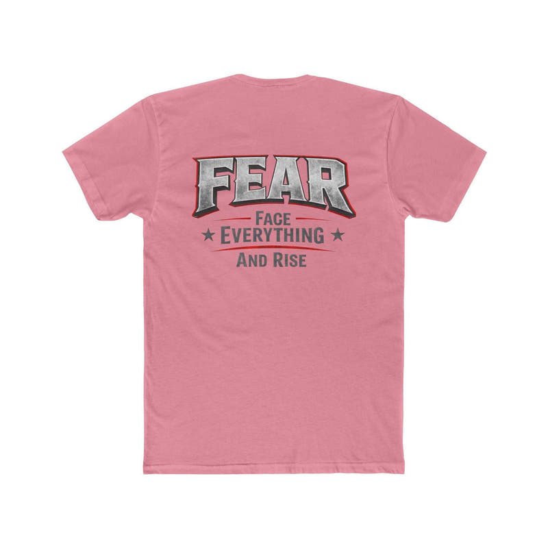 White crew tee featuring "FEAR Face Everything And Rise" graphic by Printify, displayed on a neutral background.