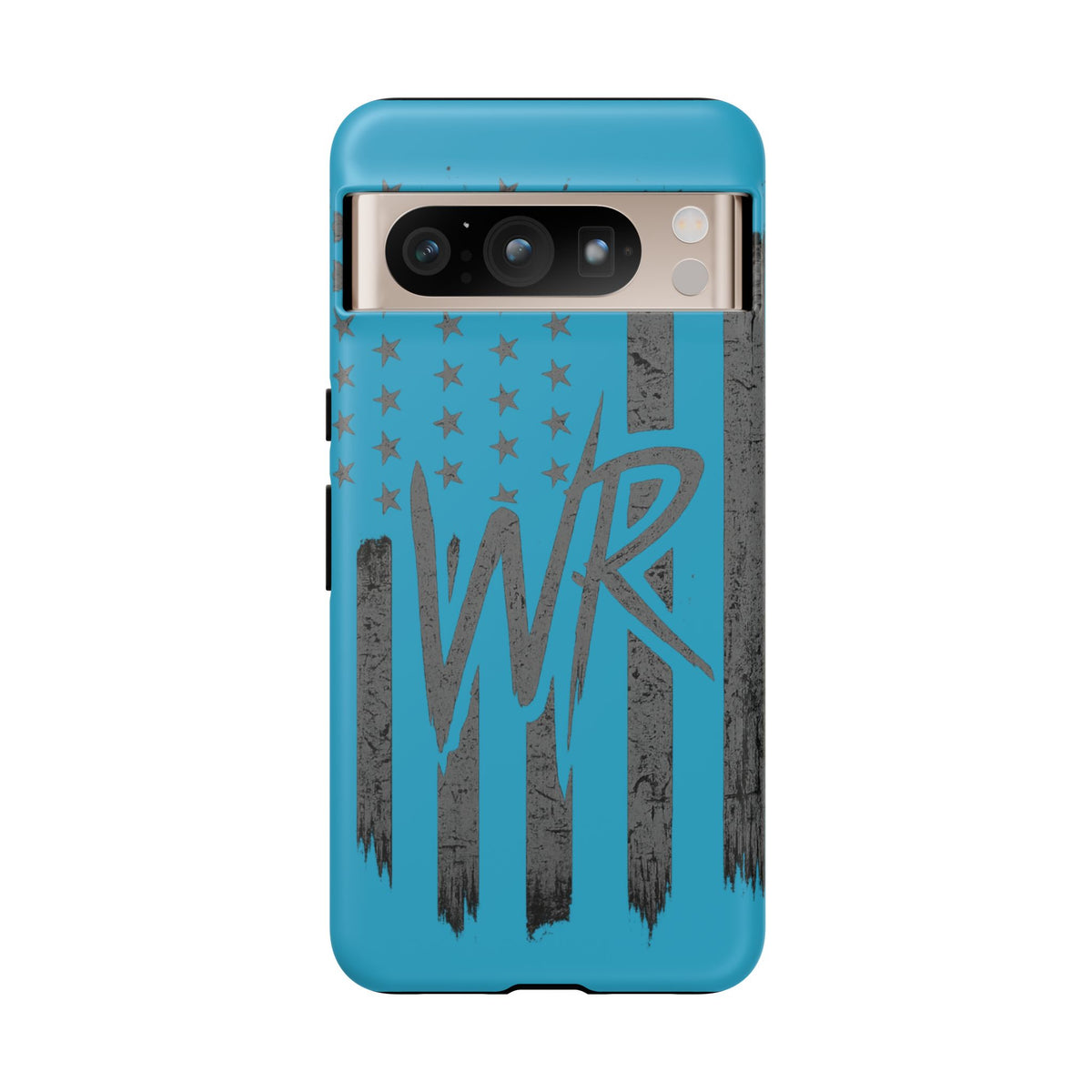 Patriotic blue 'WR' flag tough phone case by Printify, showing durable design and vibrant flag pattern.