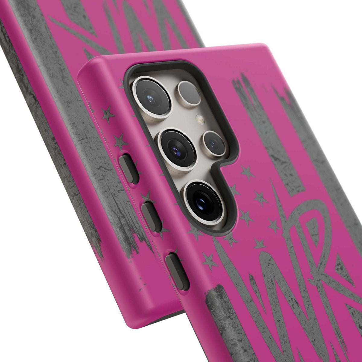 Pink 'WR' Flag Tough Phone Case by Printify, showcasing a durable design with vibrant flag graphics.